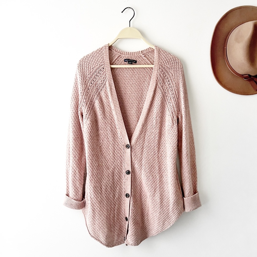 American Eagle | Dusty Rose Lightweight Button Up Cardigan Sweater Sz Small